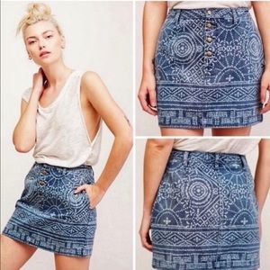 Free People Jean Skirt with Design